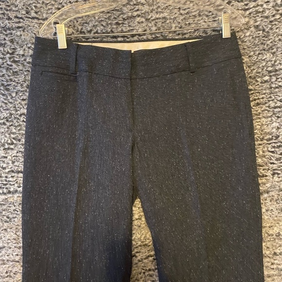 Loft Womens Marisa Plaid Low Rise Flare Flat Front Dress Trousers  6 Bleu - Picture 6 of 9